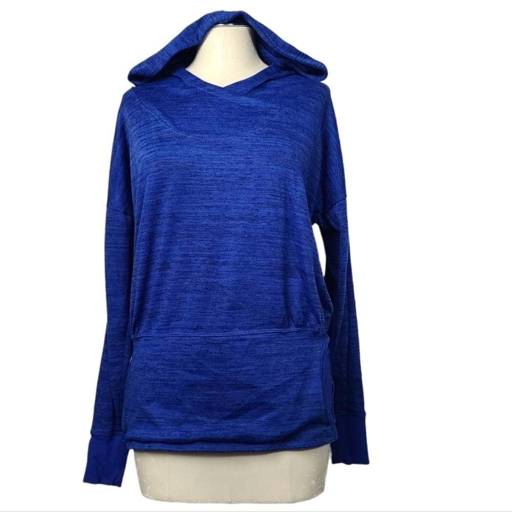Athleta Blue Heathered Hooded Sweater S